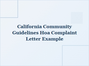 California Community Guidelines Hoa Complaint Letter Example