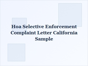 Hoa Selective Enforcement Complaint Sample California