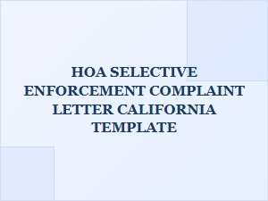 Hoa Selective Enforcement Complaint Letter Template California
