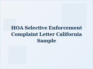 Hoa Selective Enforcement Complaint Sample California