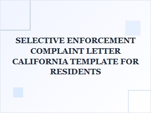 Selective Enforcement Complaint Letter Template California Residents