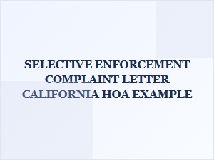 Selective Enforcement Complaint Letter California Hoa Example
