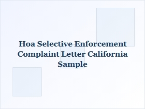 Hoa Selective Enforcement Complaint Letter Sample California