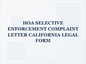 Hoa Selective Enforcement Complaint Letter Template