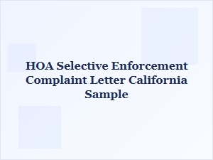 Hoa Selective Enforcement Complaint Sample California