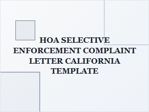 Hoa Selective Enforcement Complaint Letter Template California