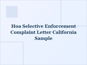 Hoa Selective Enforcement Complaint Sample California
