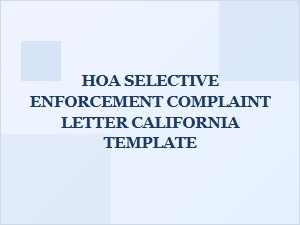 Hoa Selective Enforcement Complaint Letter Template California