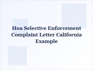 Selective Enforcement Complaint Letter Example California